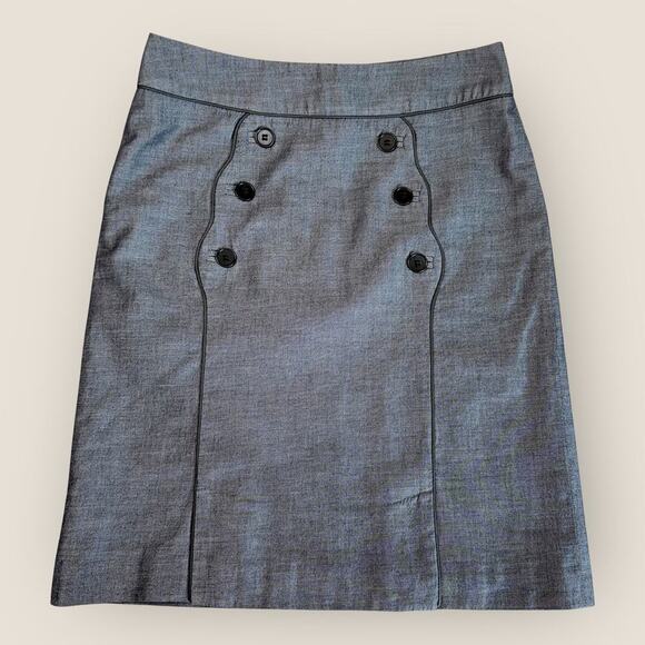 Anthropologie Dresses & Skirts - Anthropologie Cidra Pencil Skirt Casual Sailor Double Buttons Slit Gray Lined